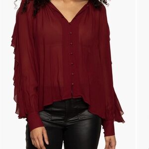 Sanctuary Harmony Ruffle Sleeve Blouse (SEE 2ND PHOTO FOR ACTUAL COLOR)